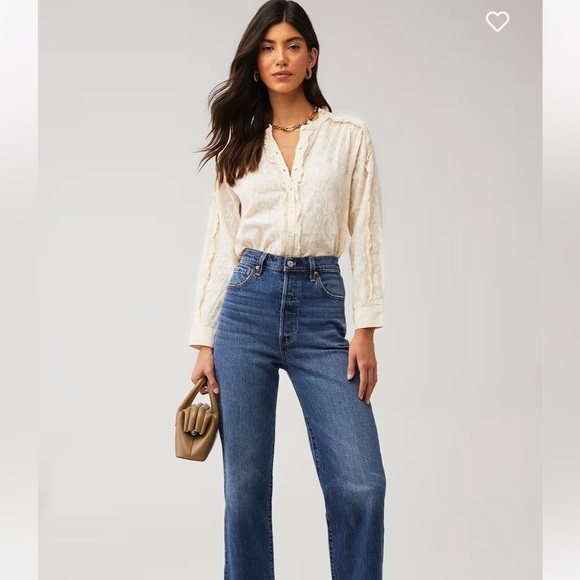 Cleobella Freya Button Down Embroidered Blouse Cream Small Womens - Picture 15 of 15